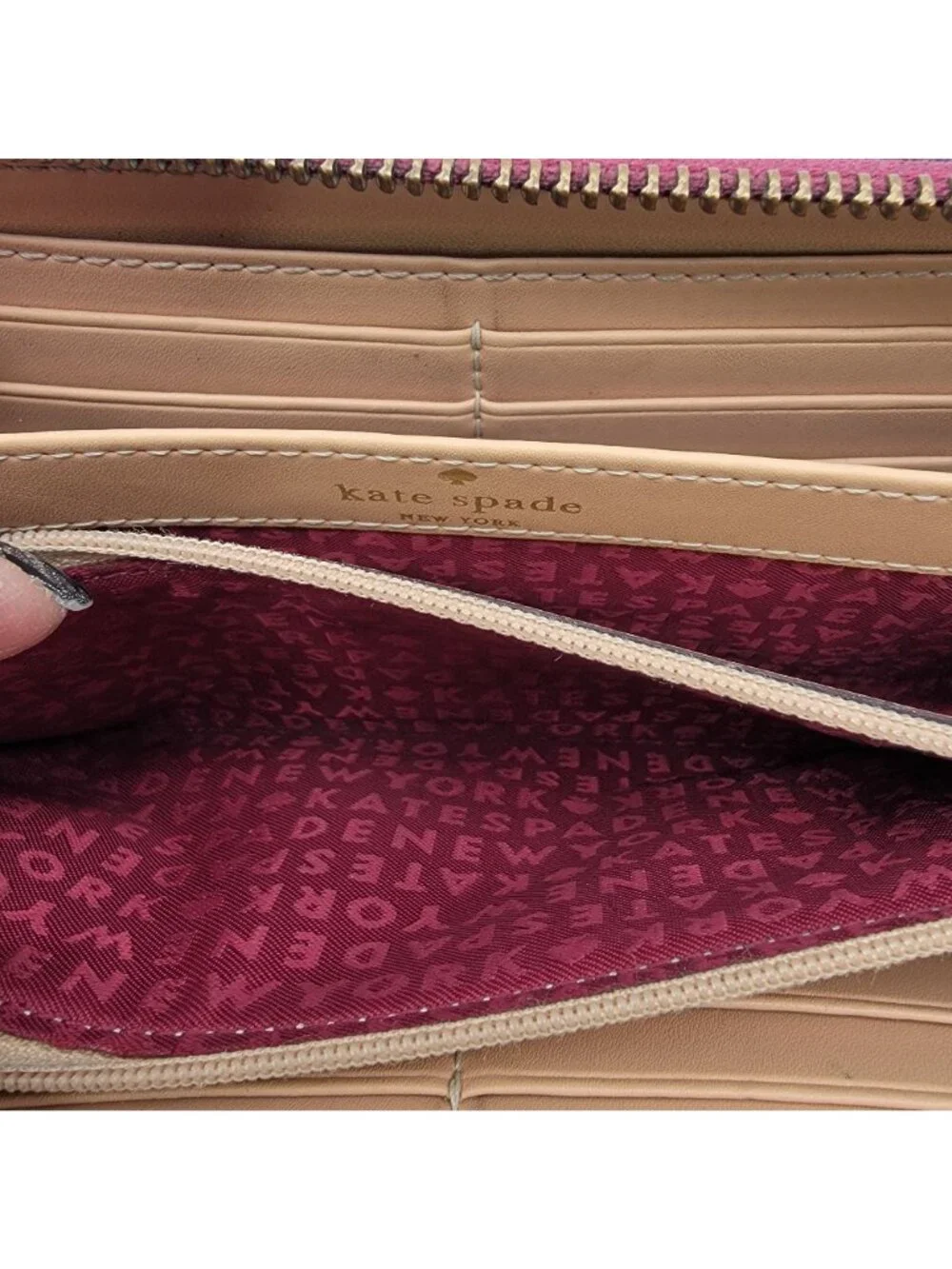 Kate Spade New York Burgundy Pebbled Leather Neda Zip-Around Wallet